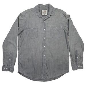 Article 365 Mens 100% Cotton Broken-In Shirt, Grey Button Down, Long Sleeves, M